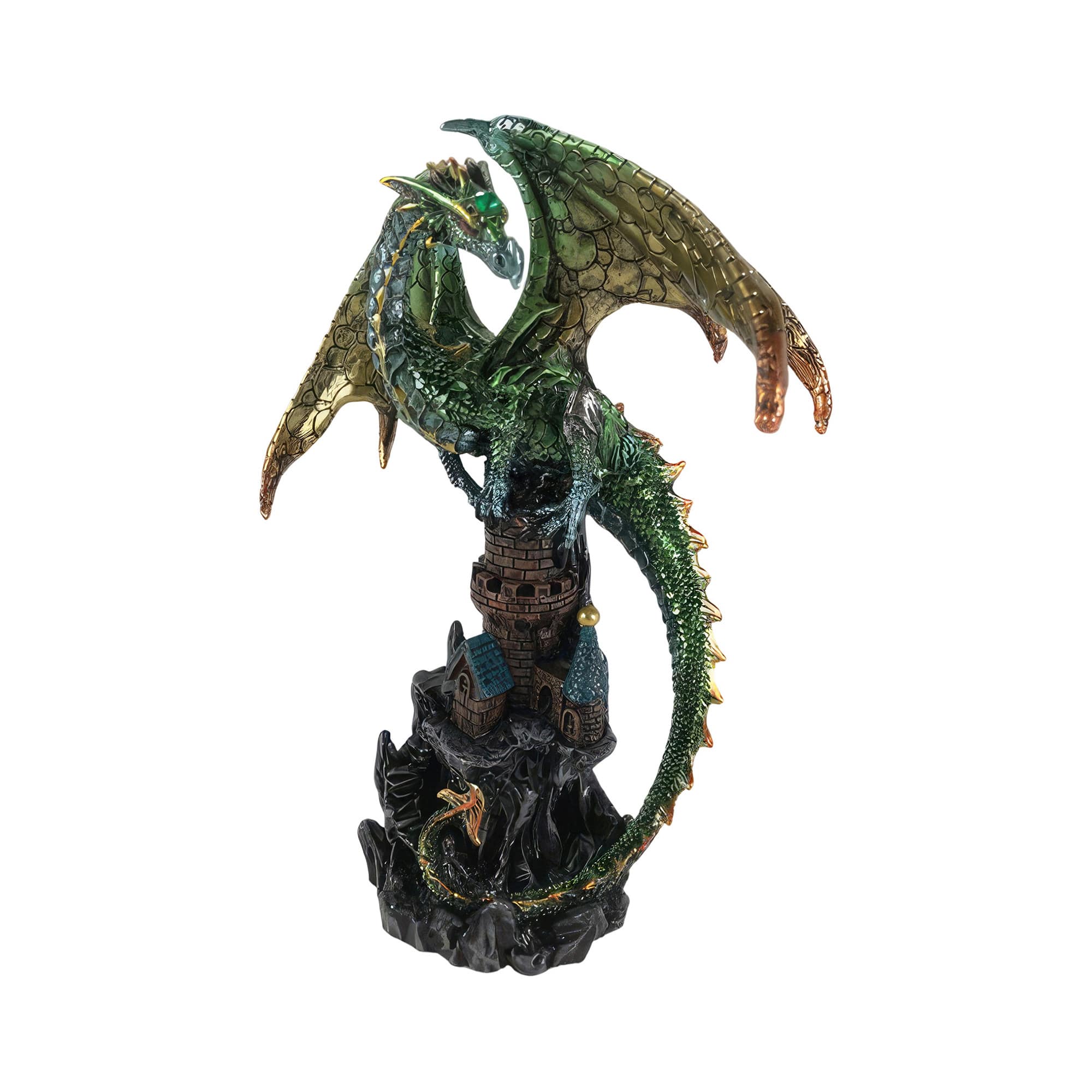FC Design - 7.5"H Dragon on Castle Figurine Statue Office/Computer Desk Tabletop Medieval Gaming Home Decor Gift - Multi-Color