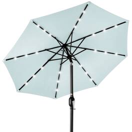 Best Choice Products - 10ft Solar LED Lighted Patio Umbrella w/ Tilt Adjustment, UV-Resistant Fabric - Baby Blue