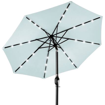 Front. Best Choice Products - Best Choice Products 10ft Solar LED Lighted Patio Umbrella w/ Tilt Adjustment, UV-Resistant Fabric - Baby Blue - Baby Blue.