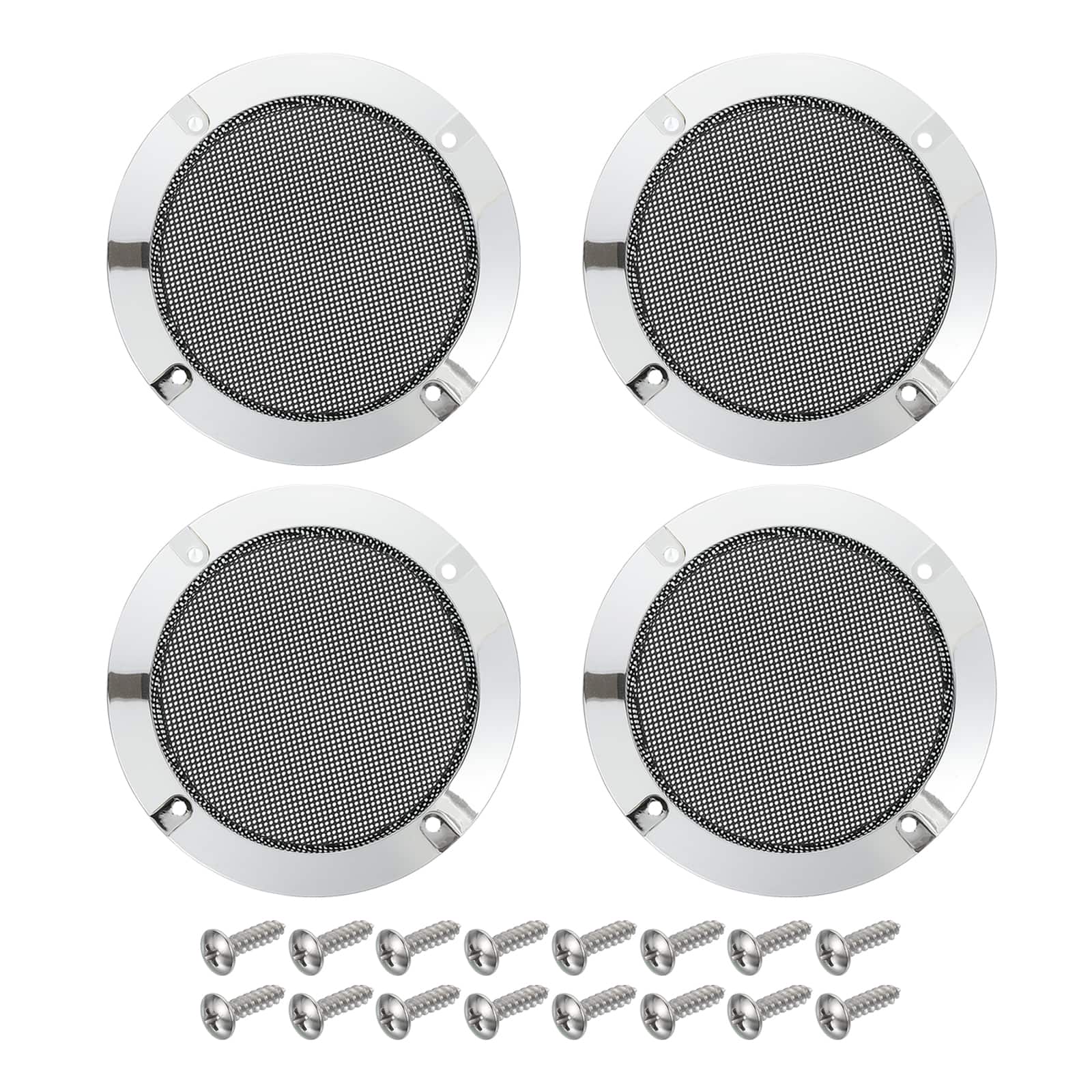 Unique Bargains - 4pcs 4″ Metal Speaker Grill Mesh with ABS Frame for Home/Car Audio Replacement - Black