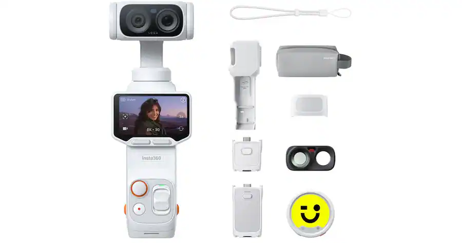 Threaded Usbc Insta360 Luna Ultra 8K AI Gimbal Camera (White) Dual 1