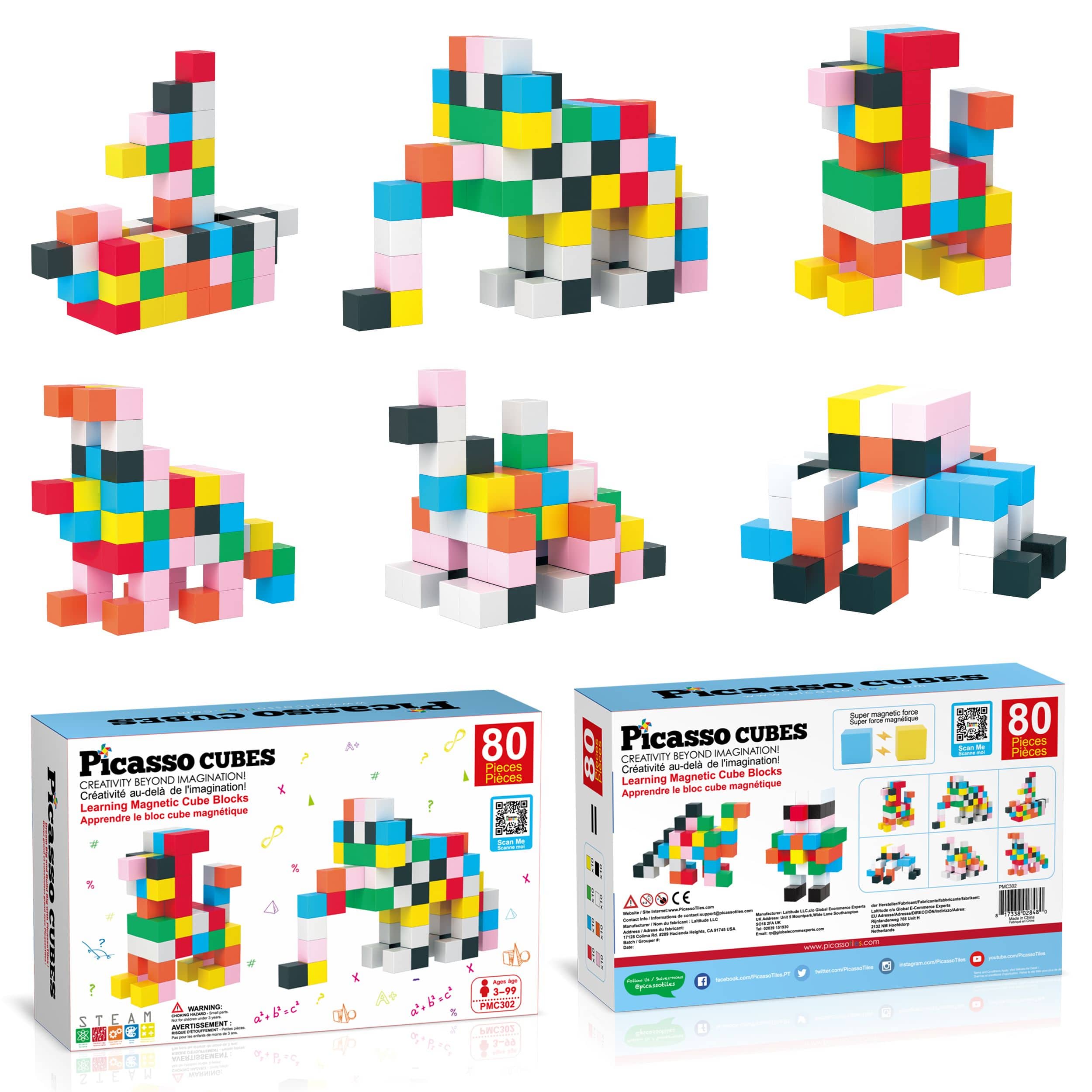 PicassoTiles - 80 PC Magnetic Blocks, Magnetic Building Blocks for Kids, Magnet Toy for Kids 3+