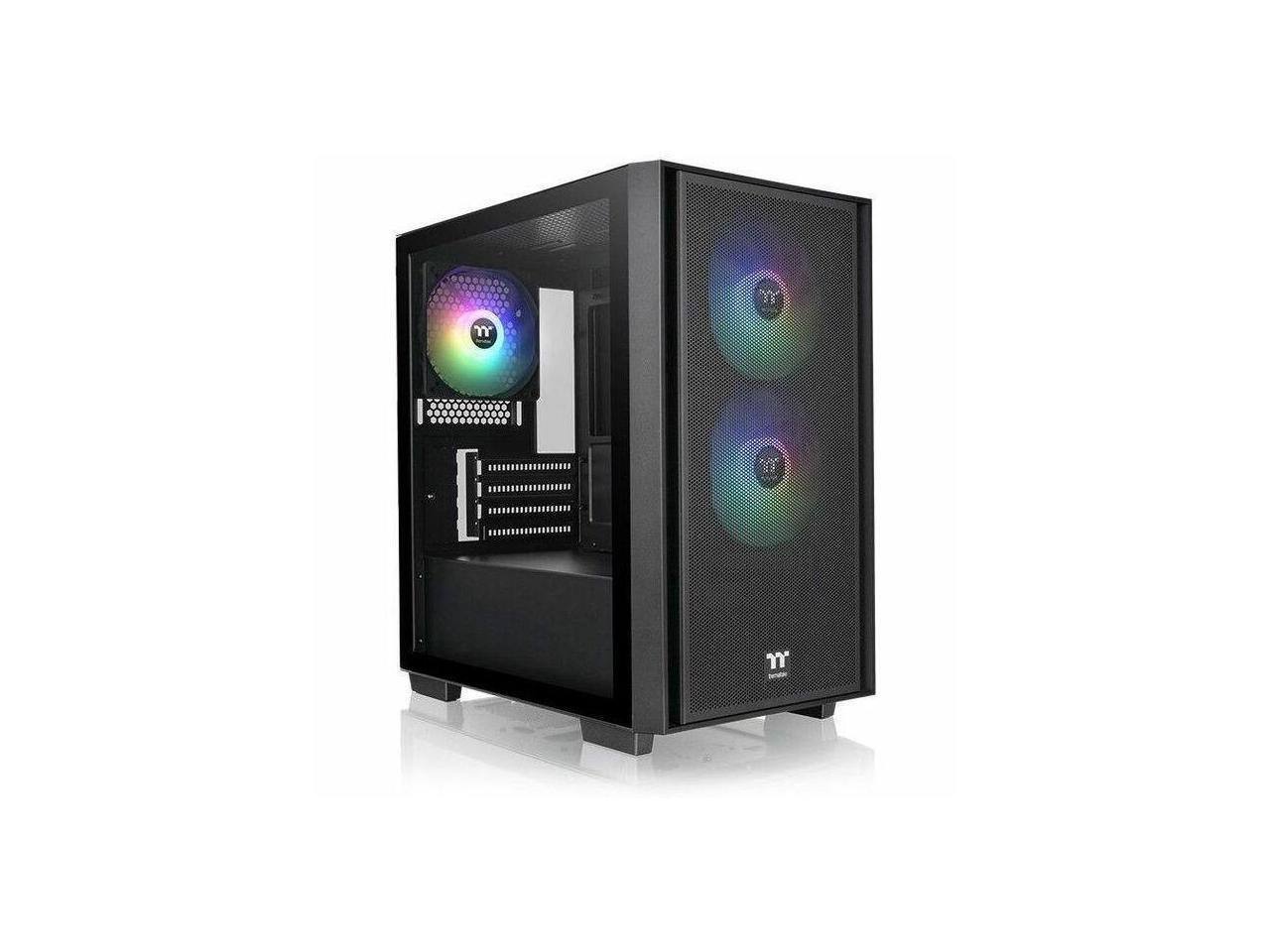 Alt View 9. Thermaltake - Thermaltake Versa H16 TG ARGB Black Micro ATX Case with Tempered Glass and 3 Fans - Black.