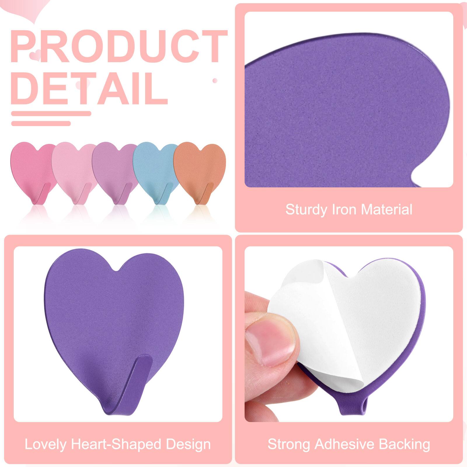 PRODUCT DETAIL

- Sturdy Iron Material
- Lovely Heart-Shaped Design
- Strong Adhesive Backing