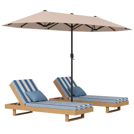 Front. Gymax - Gymax 13 FT Double-sided Patio Umbrella Outdoor Large Twin Size Umbrella Beige - Beige.