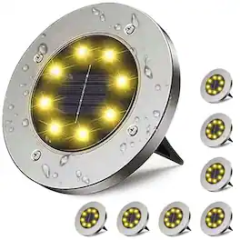 COWIN - Solar Ground Lights 8 Pack Solar Garden Lights Outdoor Landscape Lights for Pathway Yard Lawn