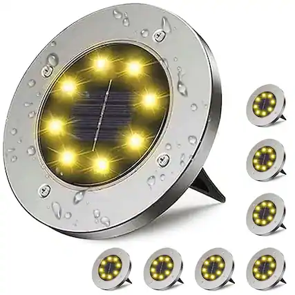 Front. COWIN - Solar Ground Lights 8 Pack Solar Garden Lights Outdoor Landscape Lights for Pathway Yard Lawn.