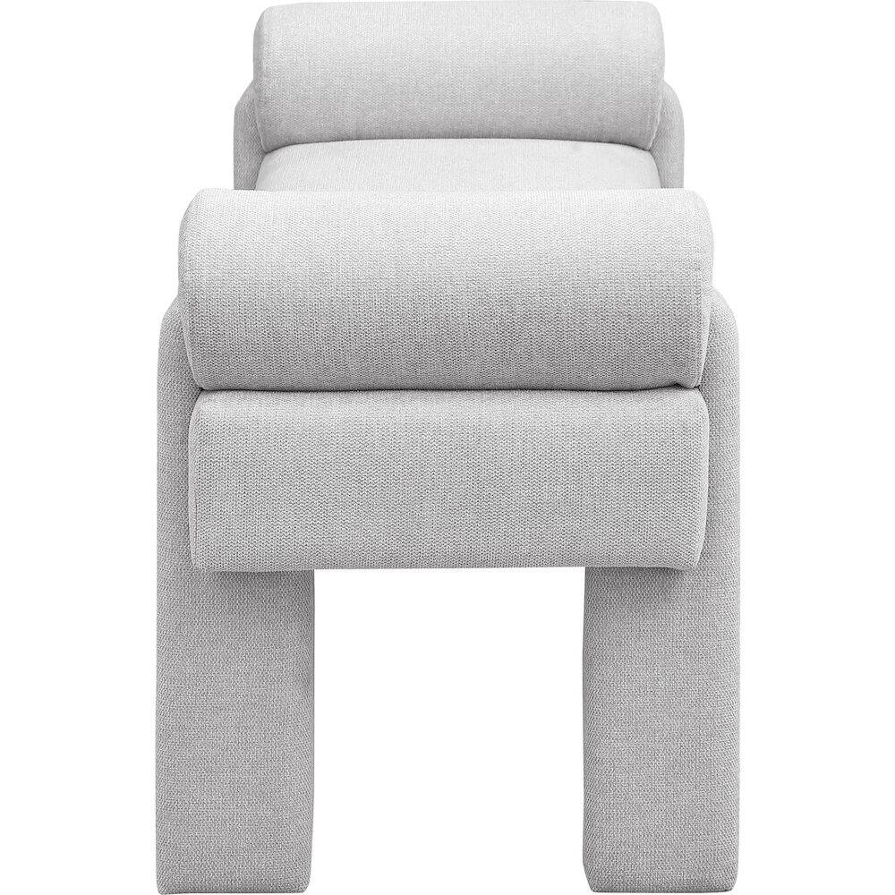 Alt View 3. Meridian Furniture - Stefano Grey Polyester Fabric Bench - Grey.