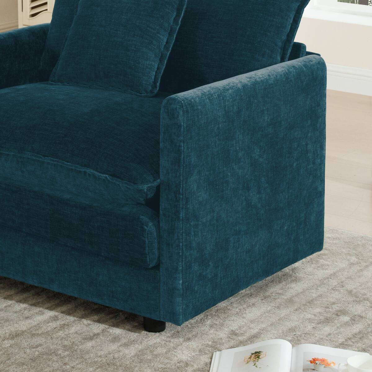 Alt View 5. Ropilly - Ropilly Modular Sectional Sofa Blue Chenille U Shaped Sectional Couch with Ottoman - Blue.