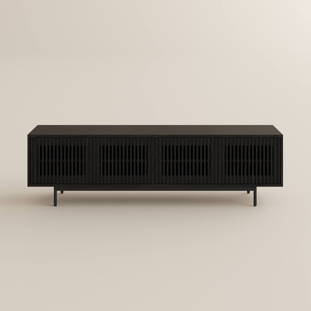 Alt View 7. POVISON - 78.74"Mid-Century Modern TV Stand,Modern TV Console,Entertainment Center Media Console, with Openwork Iron Legs Black - Black.