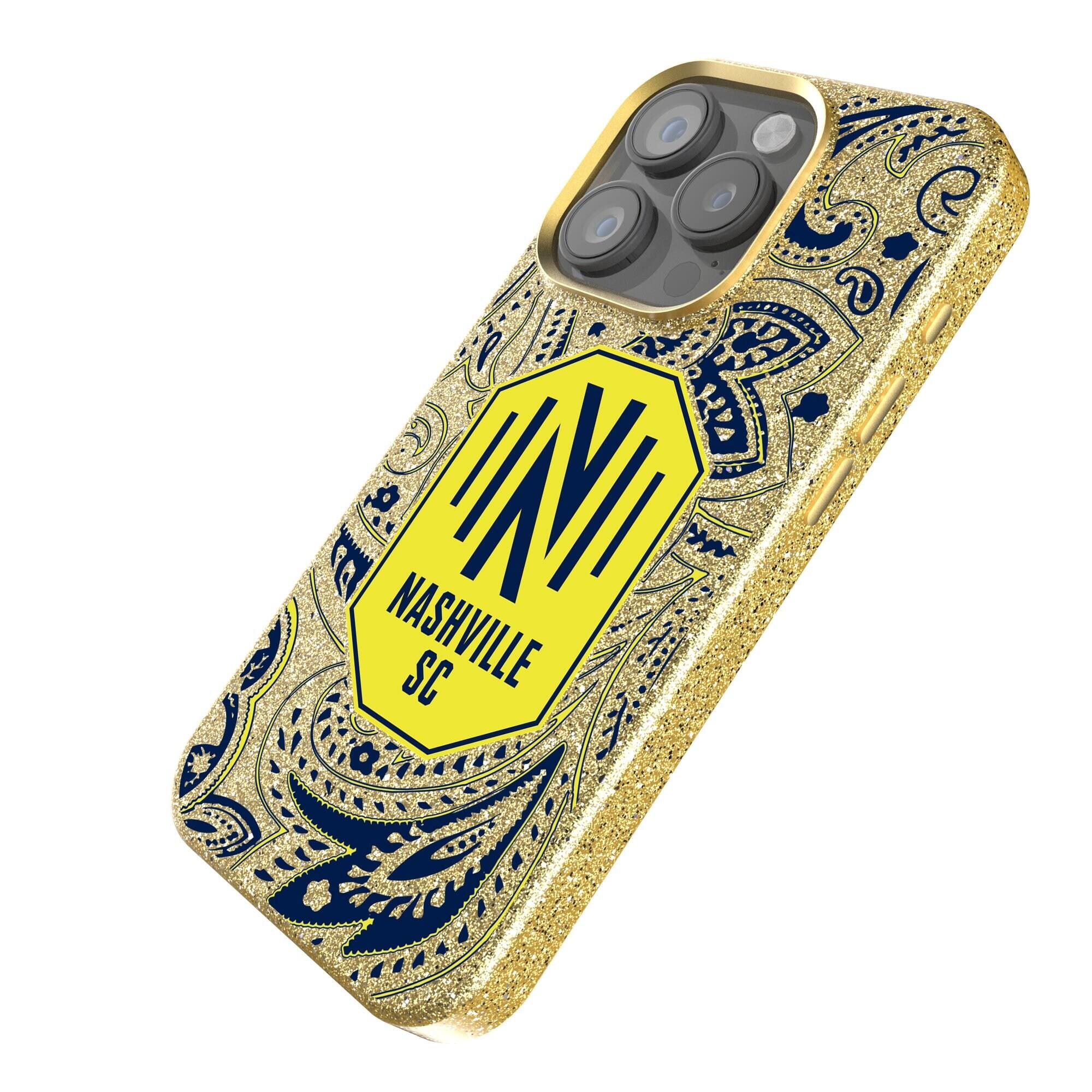 Alt View 1. Keyscaper - Gold Nashville SC iPhone Bling Case - 16 Plus - Gold.