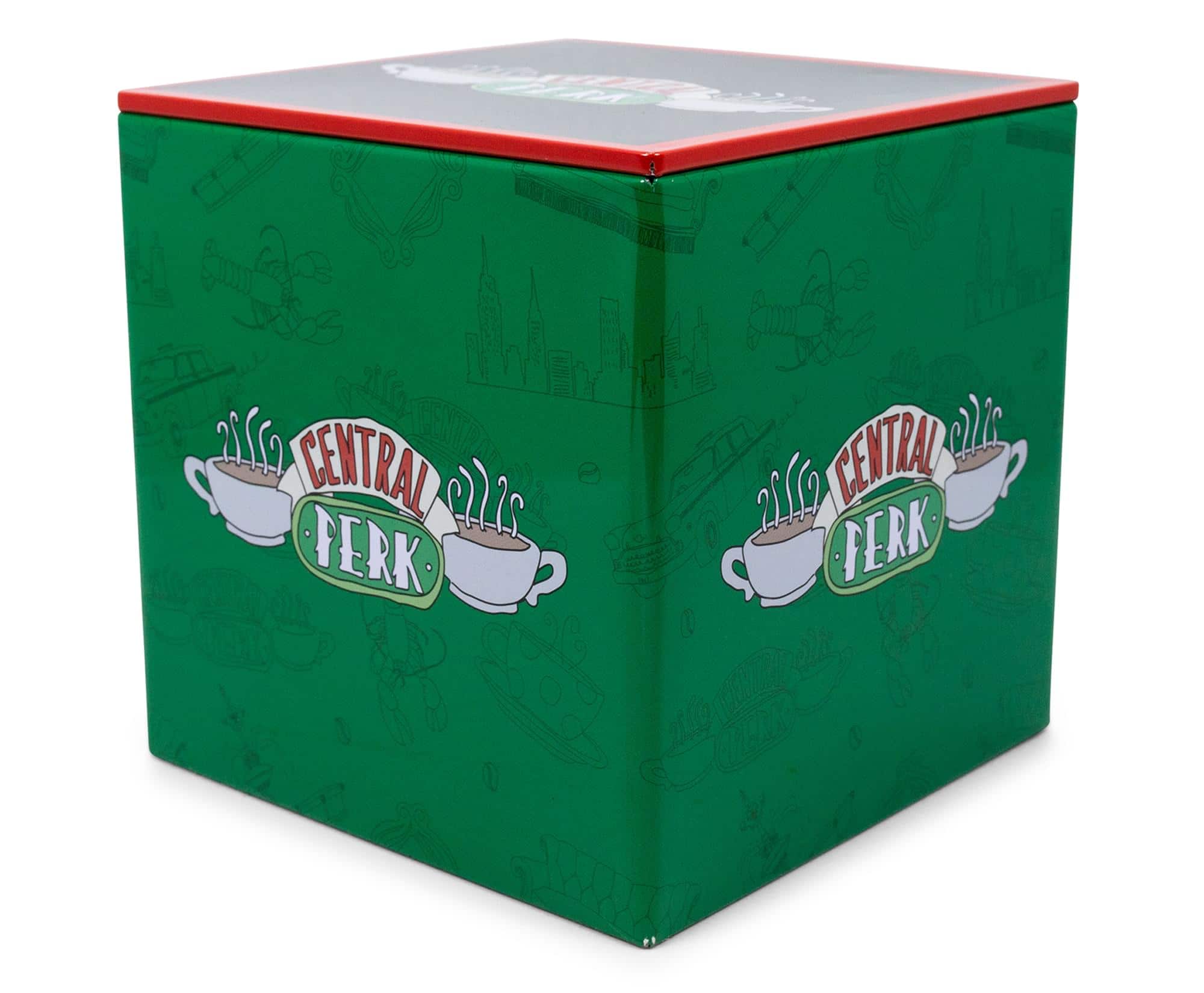 Ukonic - Friends Central Perk Tin Storage Box Cube Organizer with Lid | 4 Inches - Green