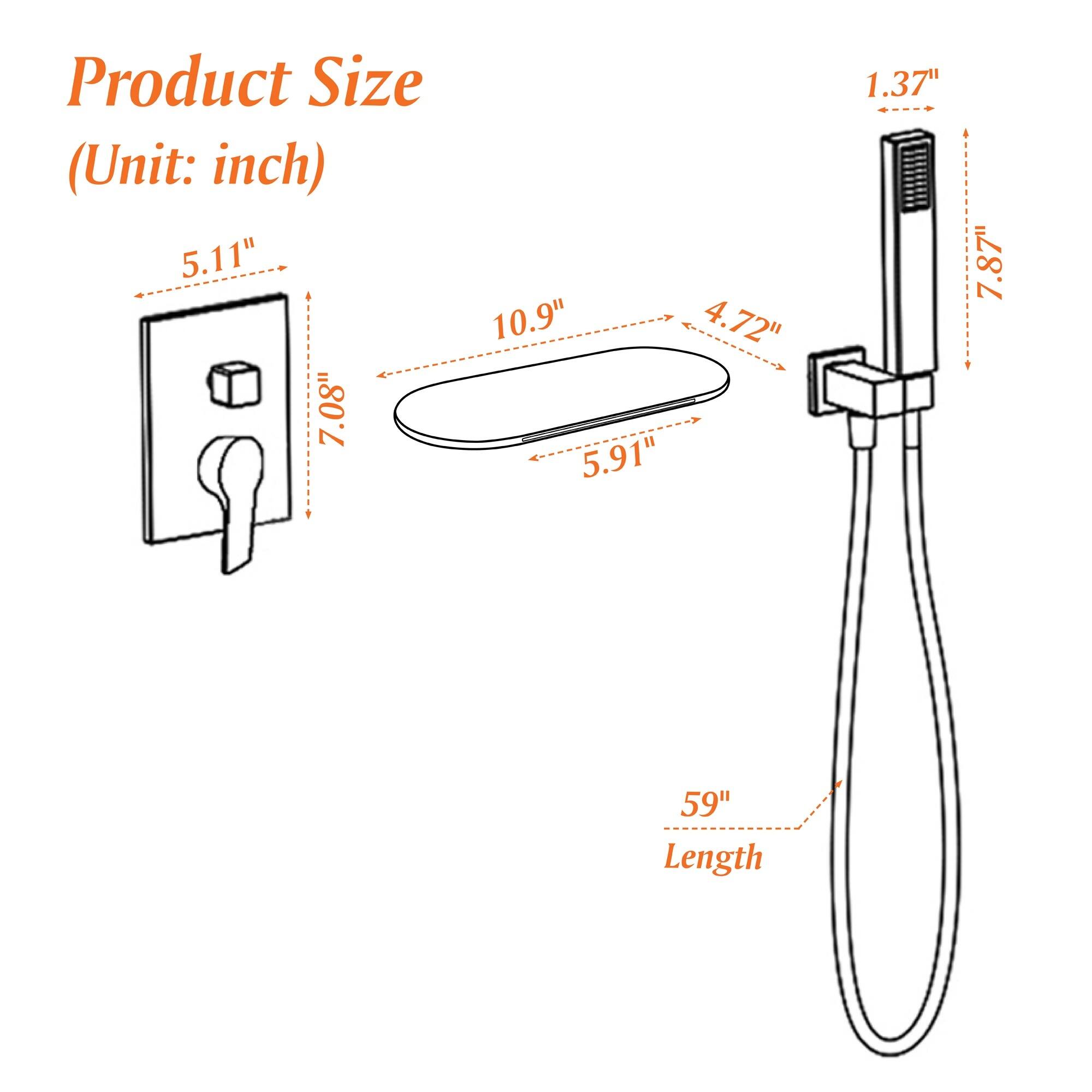 Product Size (Unit: inch)  
5.11"  
7.08"  
10.9"  
4.72"  
5.91"  
1.37"  
7.87"  
59" Length
