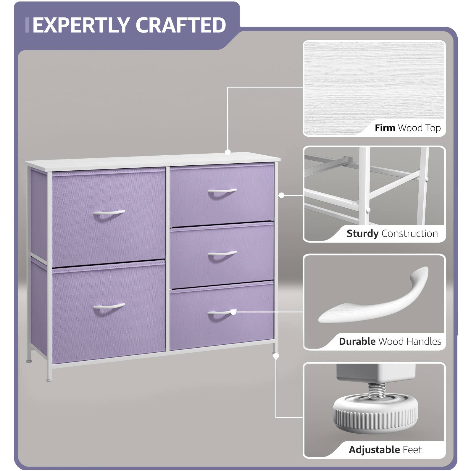 EXPERTLY CRAFTED

- Firm Wood Top
- Sturdy Construction
- Durable Wood Handles
- Adjustable Feet