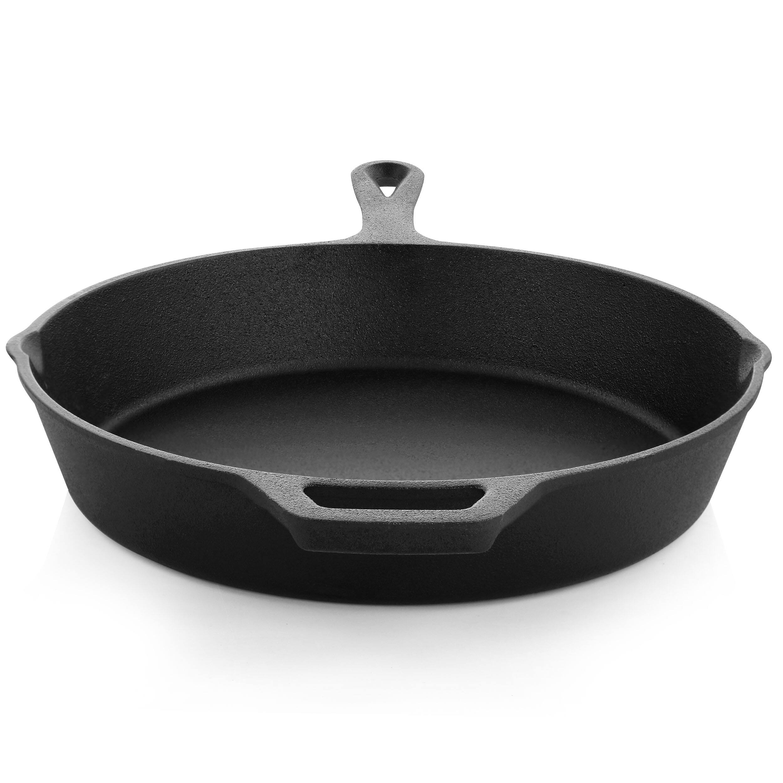 Alt View 1. MegaChef - MegaChef 10 Inch Round Preseasoned Cast Iron Frying Pan with Handle in Black - Black.