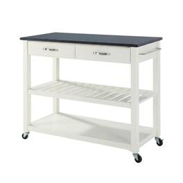 Crosley Furniture - Granite Top Kitchen Prep Rolling Cart - White