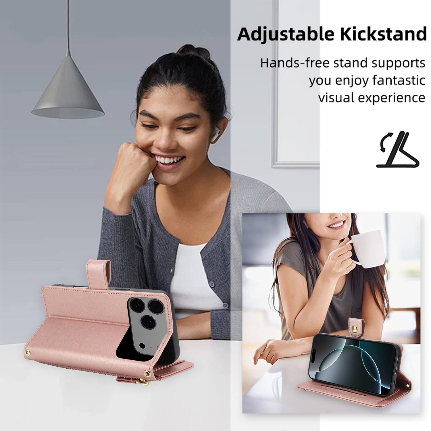 Adjustable Kickstand  
Hands-free stand supports you enjoy fantastic visual experience
