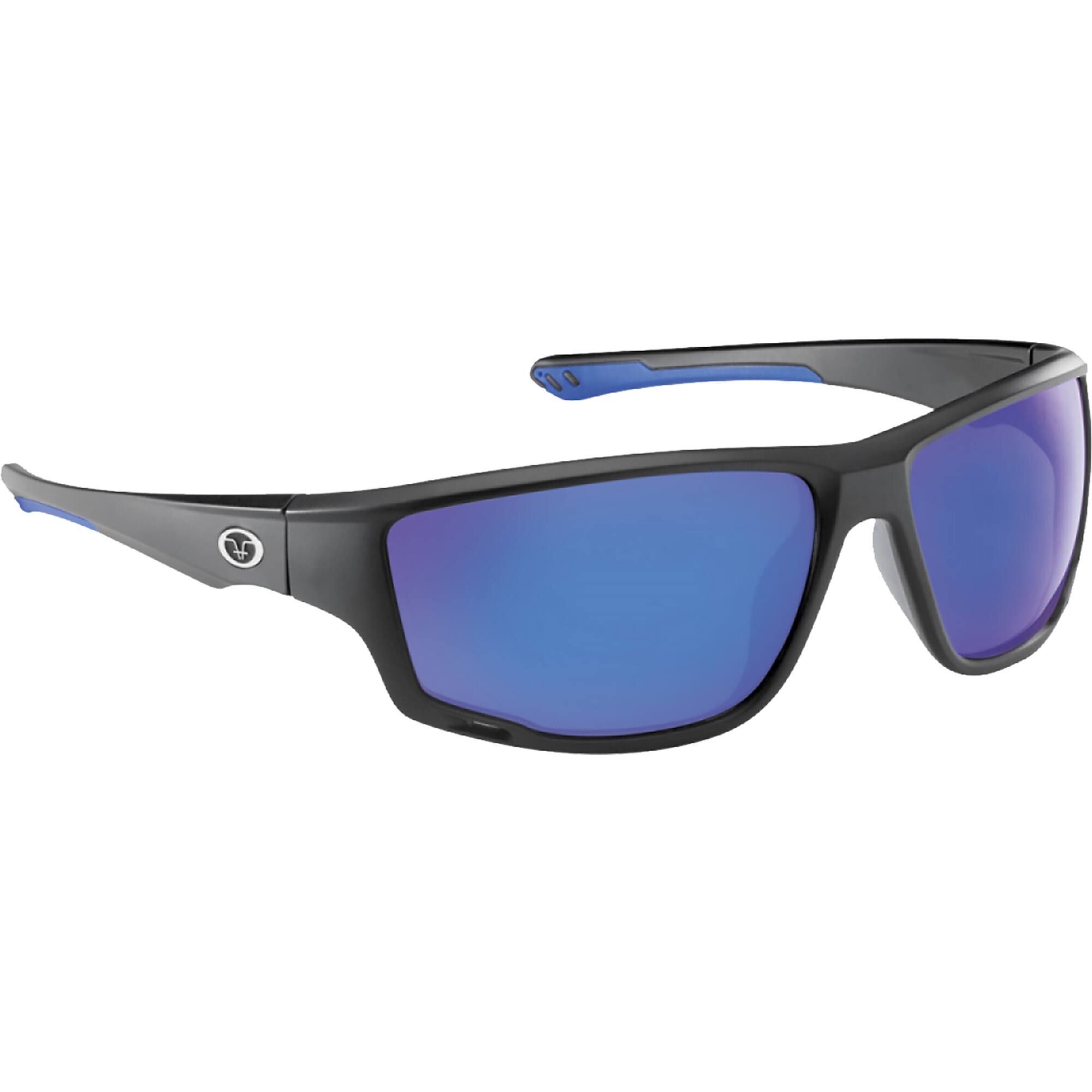 Front. Flying Fisherman - Flying Fisherman Solstice Polarized Sunglasses - Matte Black/Smoke-Blue Mirror - Blue.