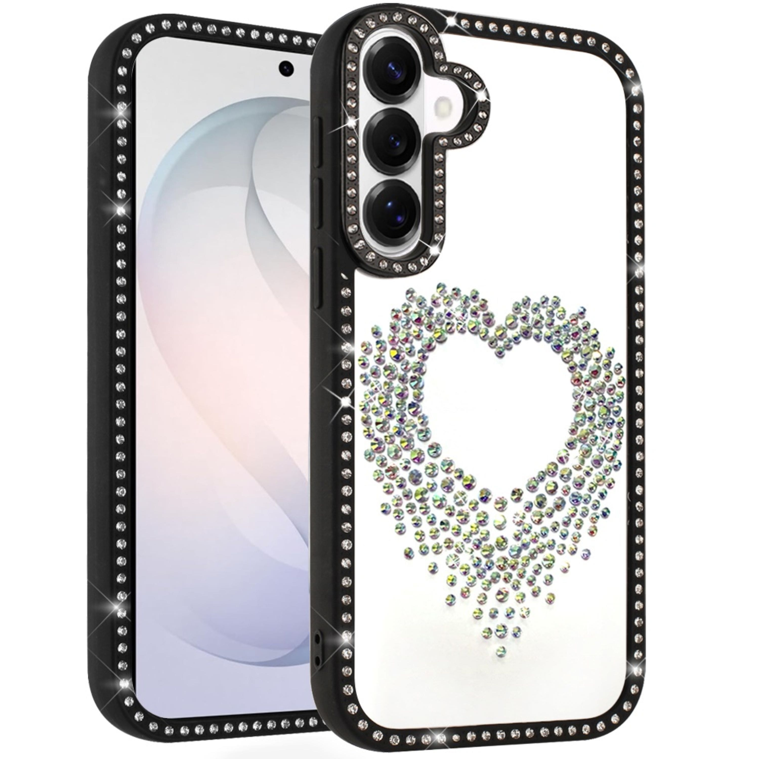 Kitcheniva - Heart Shaped Crystals With Bling Border Plus Tempered Glass For Samsung S26 FE - Black price history on PriceWatchPro