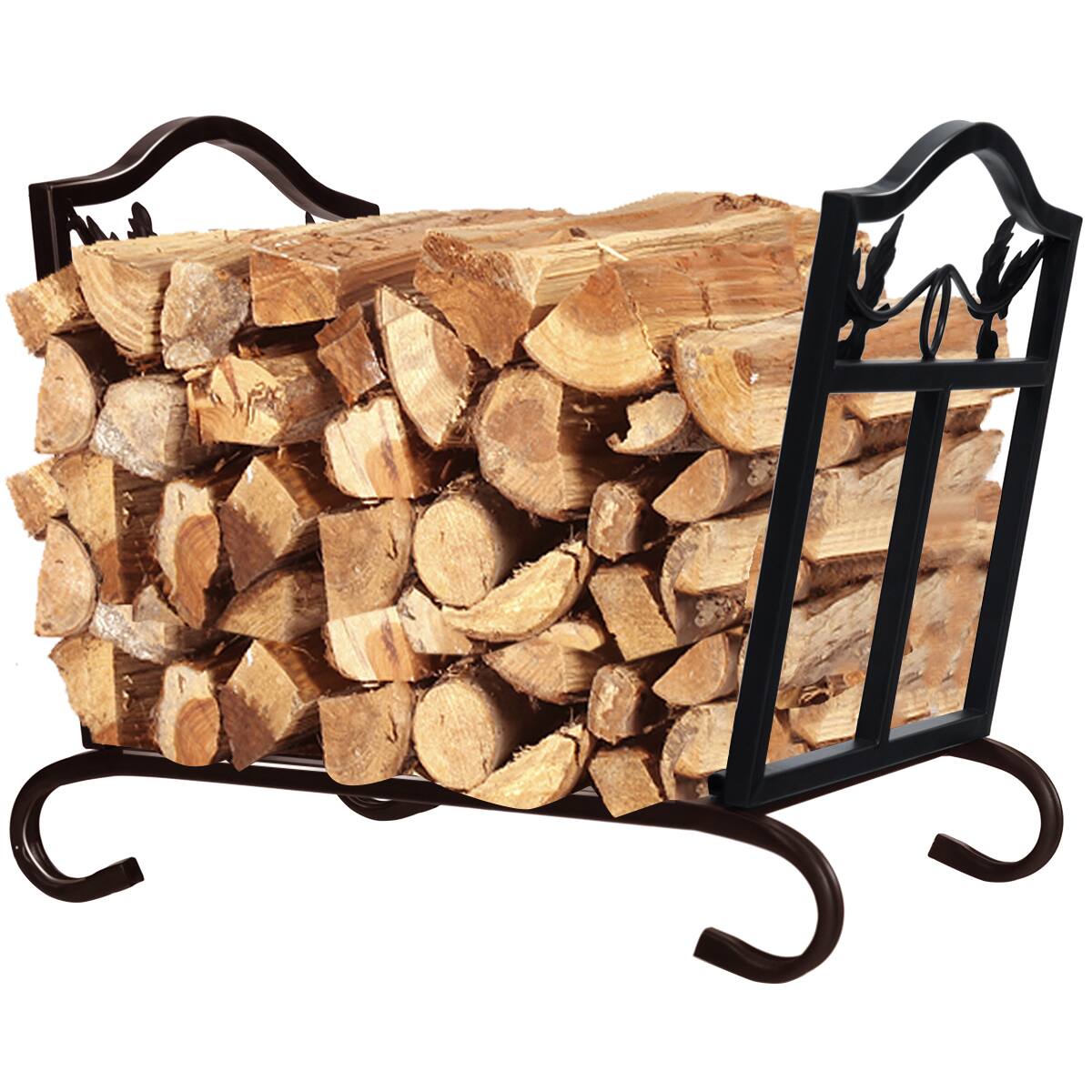 Alt View 5. SKONYON - Foldable Firewood Log Rack with Heavy Duty Steel Frame Indoor and Outdoor Wood Storage - Black.