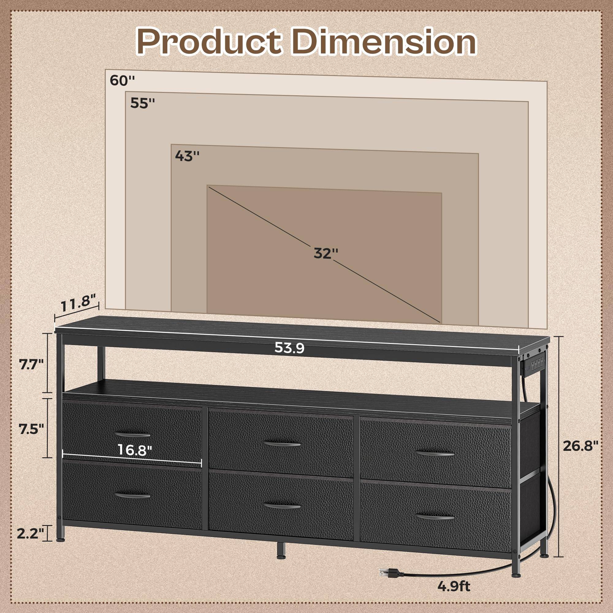 Product Dimension

- 60"
- 55"
- 43"
- 32"
- 11.8"
- 7.7"
- 53.9"
- 7.5"
- 16.8"
- 26.8"
- 2.2"
- 4.9ft