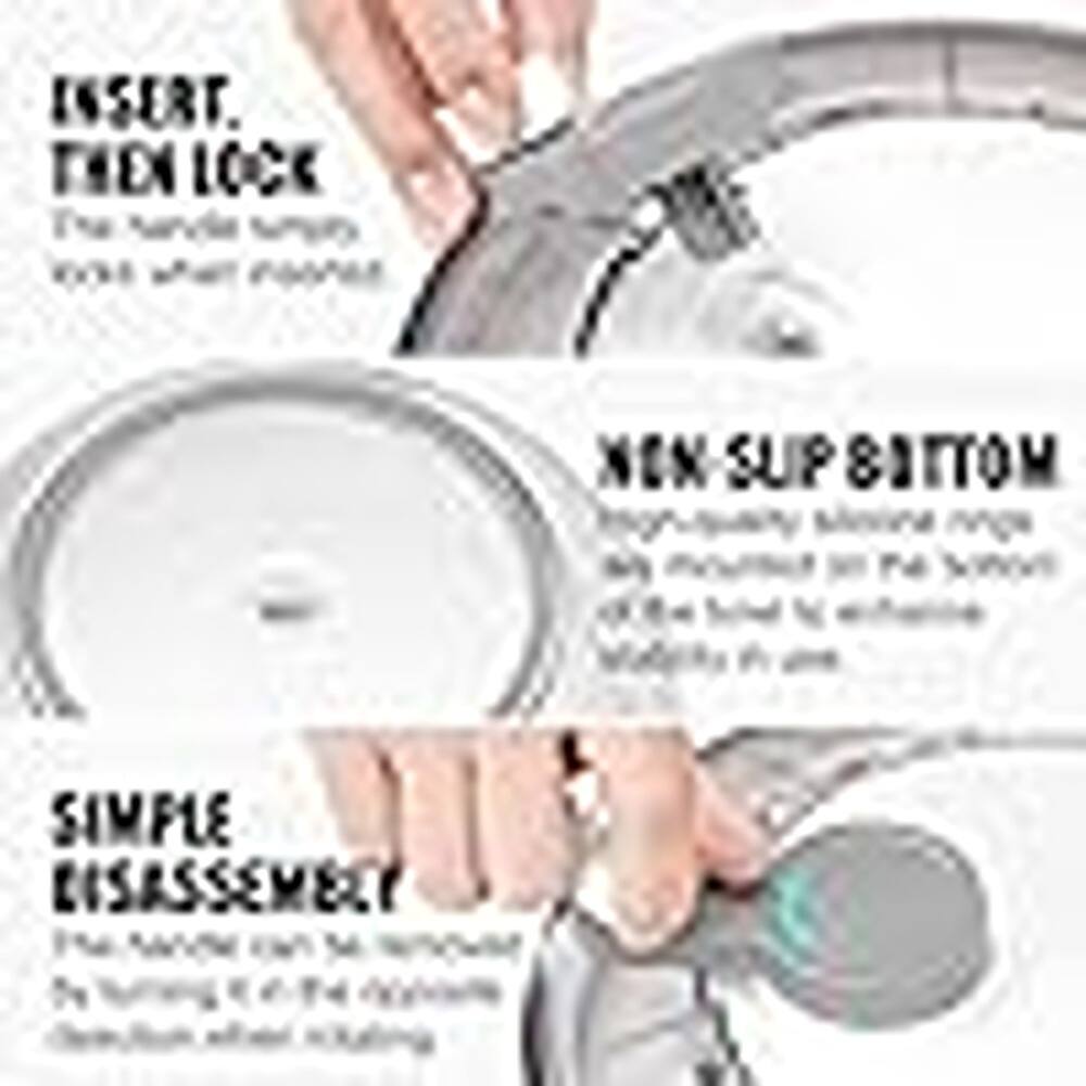 INSERT. THEN LOCK  
The valve supply locks when pressed  

NON-SUP BOTTOM  
High-quality silicone ring  
No need to remove the valve to wash  

SIMPLE DISASSEMBLY  
The valve can be removed for washing  
The valve can be replaced easily