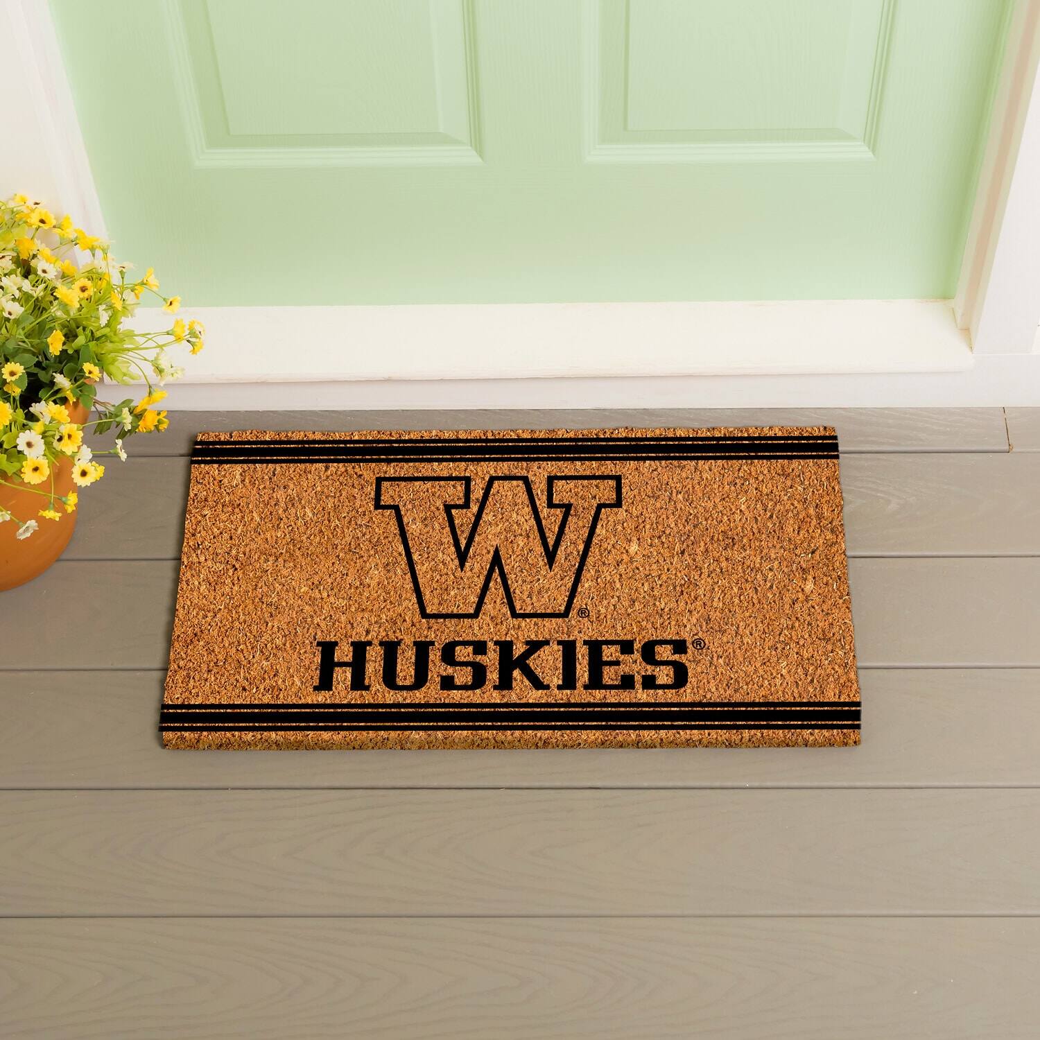 Alt View 2. Evergreen Enterprises - Washington Huskies 16" x 28" Logo Turf Mat - Multicolor.