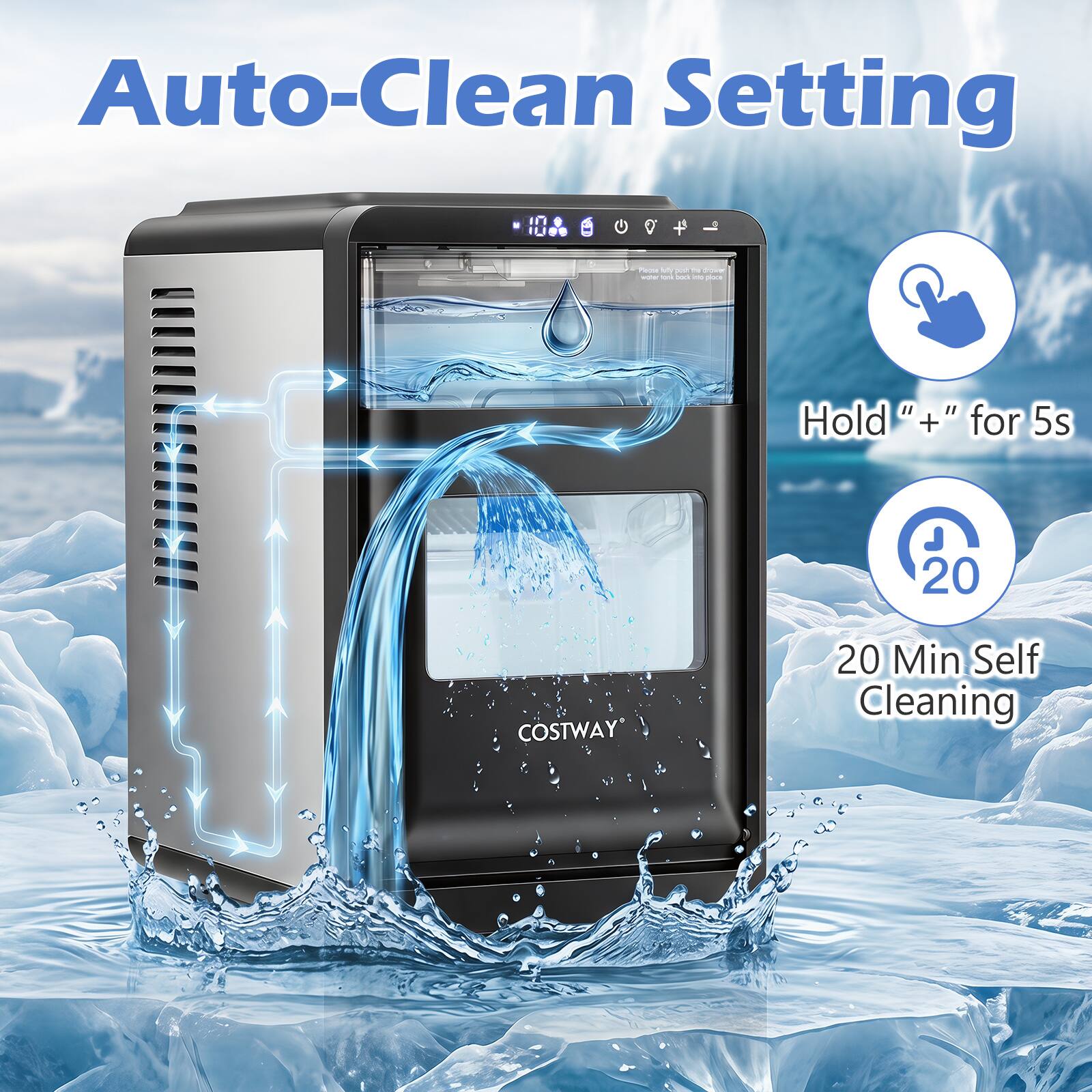Auto-Clean Setting

Hold "+" for 5s

20 Min Self Cleaning