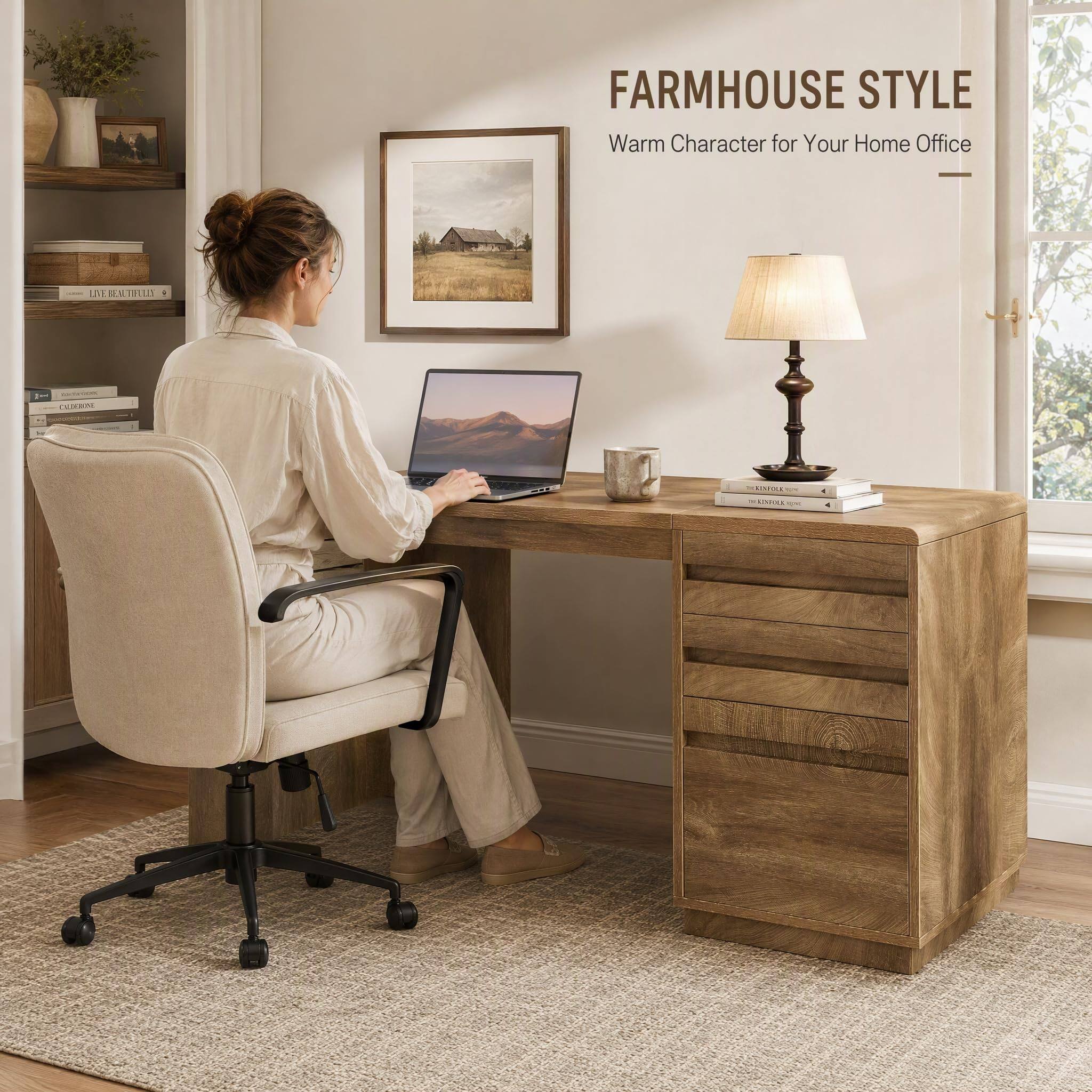 FARMHOUSE STYLE  
Warm Character for Your Home Office

DE BEAUTIFULLY  
IT PARTICULAR CERTION  
KINFOLK 25 UNIVERS que