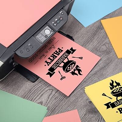 Sure, here is the corrected and grouped text:

**Pink Paper:**
- "BARN BBQ"
- "Best MUSIC-FOOD"
- "BARN BBQ"
- "LBYBBECNE BAP"

**Yellow Paper:**
- "BARN BBQ"
- "Best MUSIC-FOOD"
- "BARN BBQ"