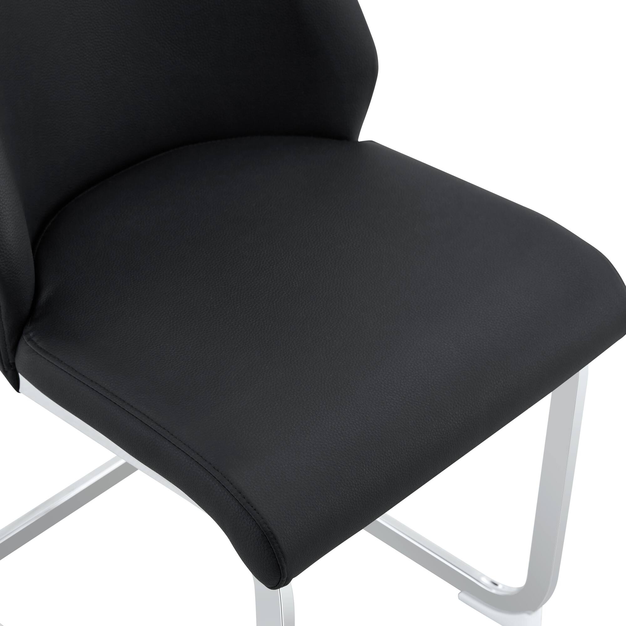 Alt View 7. GOODSILO - Set of 2 Modern Upholstered Dining Chairs with Elegant Metal Accents and High-Resilience Foam Cushions - Black.