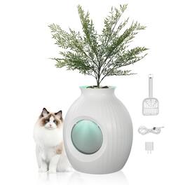 VEVOR - Plant Cat Litter Box, Smart Odor Control System, Hidden Cat Litter Box with 9.48 in Large Entrance - White
