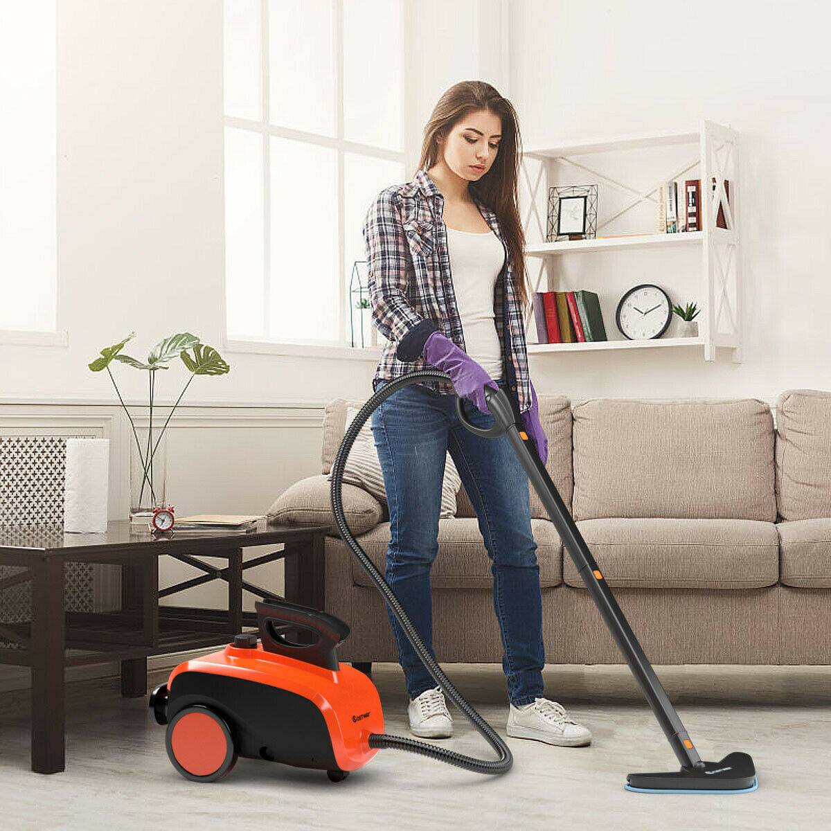 Alt View 1. Costway - Costway 1500W Heavy Duty Steam Cleaner Mop Multi-Purpose Steam Cleaning 4.0 Bar 1.5L - Orange,Black.