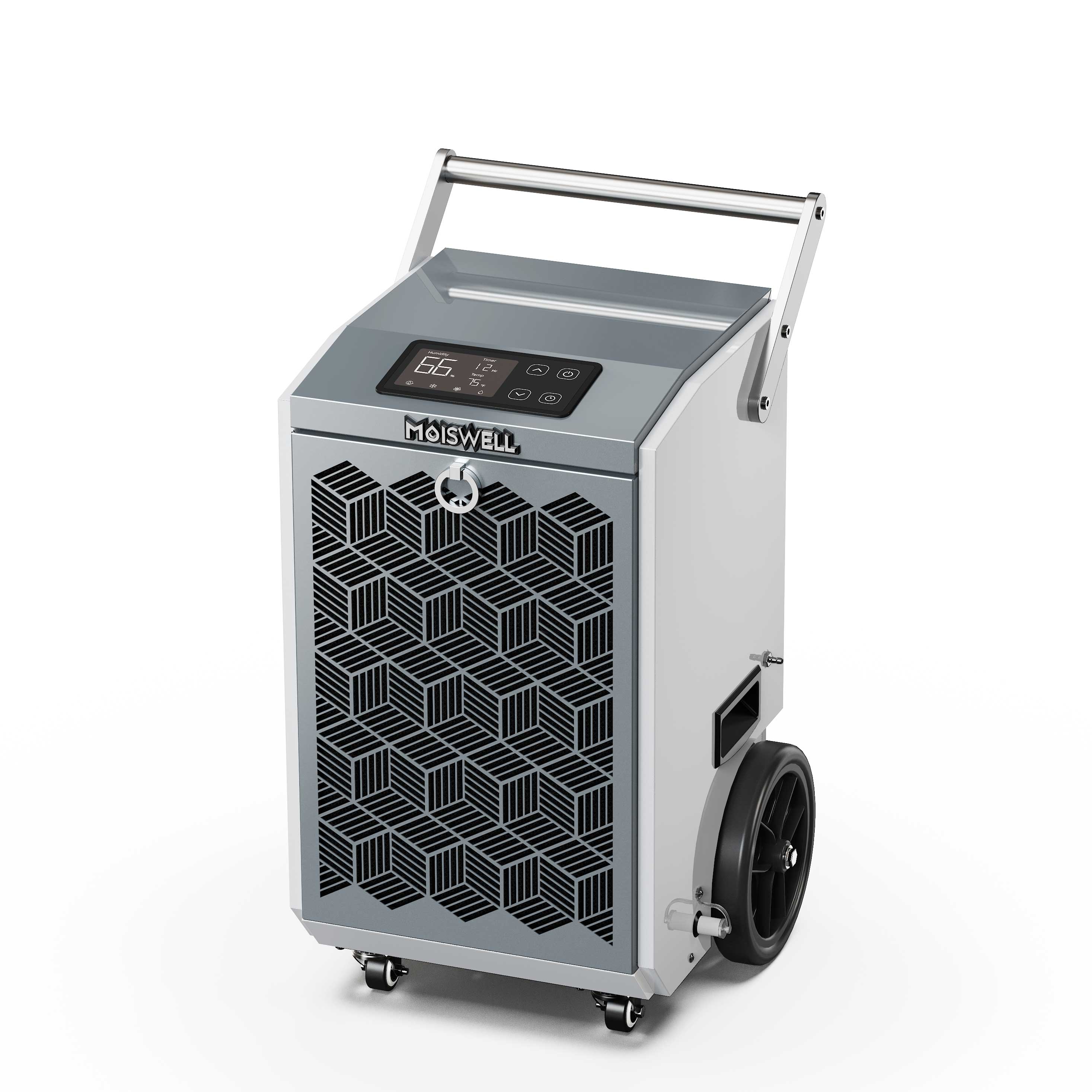 Moiswell - 160 Pints Commercial Dehumidifier with Pump Moisture Control for Basement, Industry Water Damage Unit - White & Gray