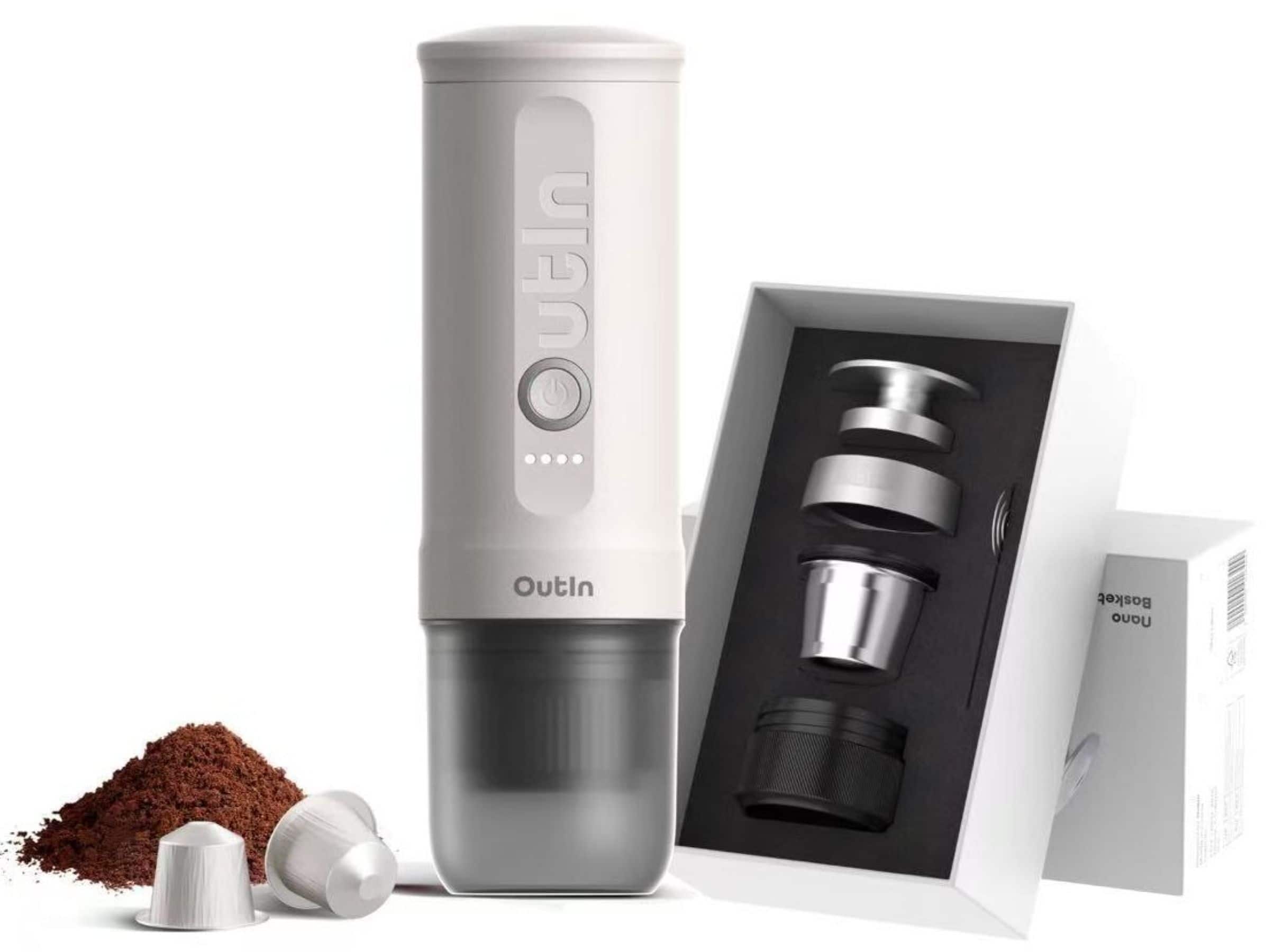 Outin - Nano Complete set Portable Espresso Machine with Double Shot Accessories - White