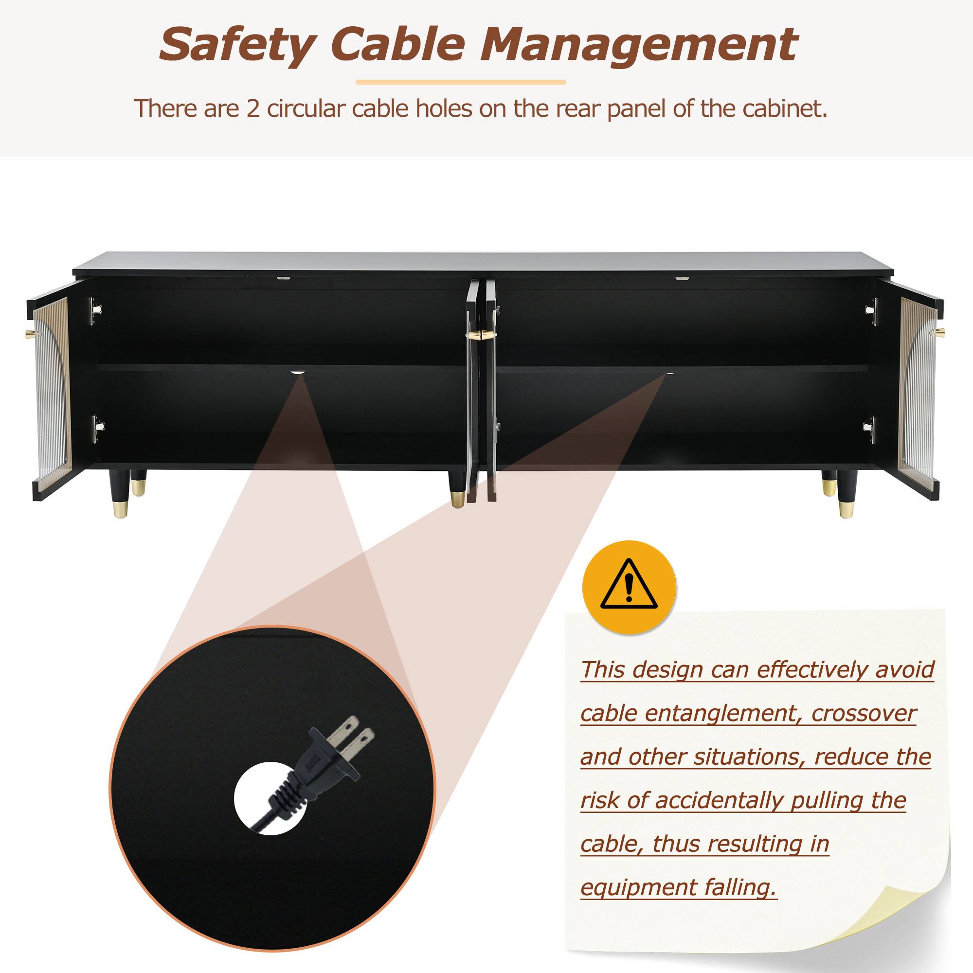 Safety Cable Management

There are 2 circular cable holes on the rear panel of the cabinet.

This design can effectively avoid cable entanglement, crossover and other situations, reduce the risk of accidentally pulling the cable, thus resulting in equipment falling.