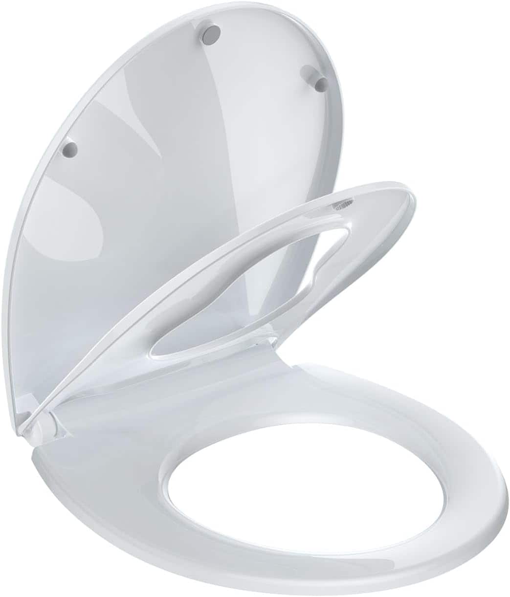 Jojoka - Locking 2-in-1 17 Inch Toilet Seat Round Child Combo Soft Close Quick Install - White