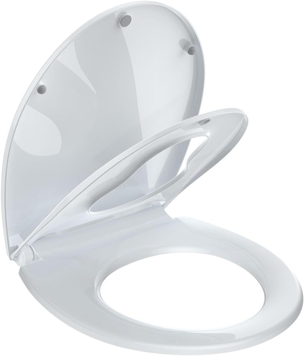 Jojoka - Locking 2-in-1 17 Inch Toilet Seat Round Child Combo Soft Close Quick Install - White