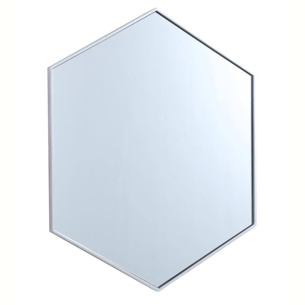Alt View 1. Elegant Decor - Metal frame hexagon mirror 41 inch in silver - Silver.
