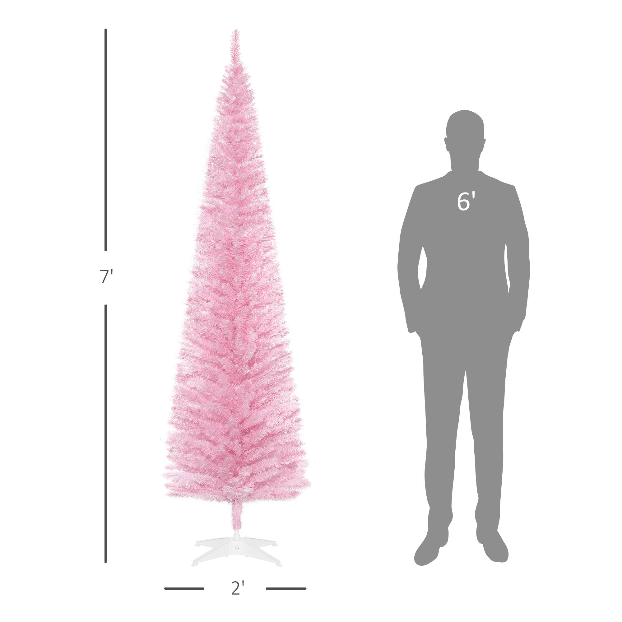 Alt View 2. Homcom - Artificial Pencil Christmas Tree, Slim Xmas Tree with 499 Realistic Branch Tips and Plastic Stand - pink.
