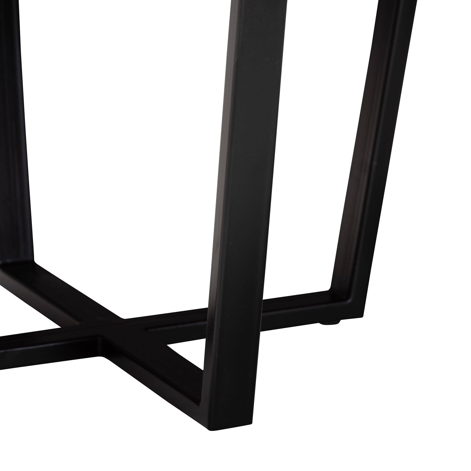 Back. bali & pari - Apio Round Wood Epoxy Resin Coffee Table - Handcrafted Live Edge Teak Wood with Black Metal Base - Natural Brown/Purple/Black.