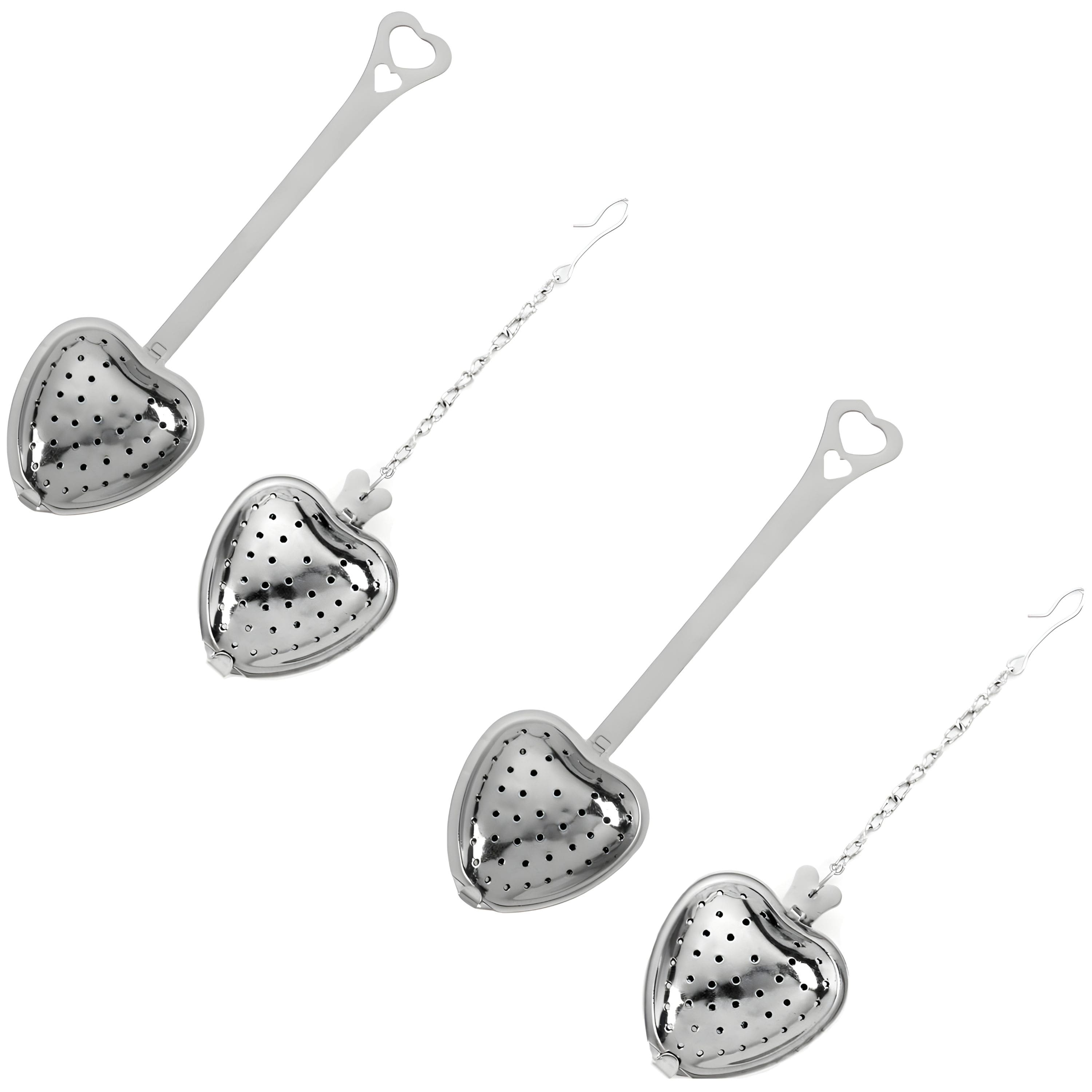 Kitcheniva - Heart Shaped Tea Infuser Set 4 Pcs - Stainless Steel