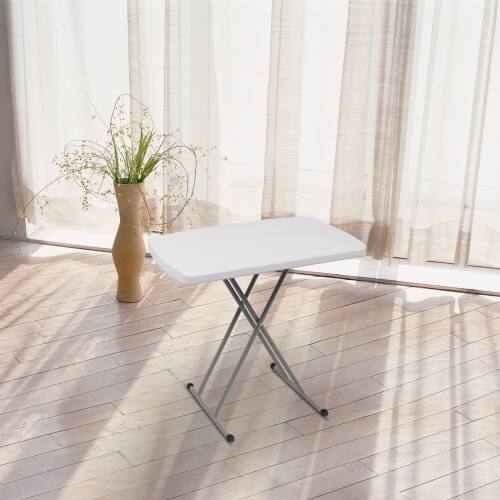 Alt View 9. Winado - 28in H Foldable Portable Camping Side Table, Plastic Laptop TV Tray Dinner Table with Adjustable Height for Home Indoor - White.