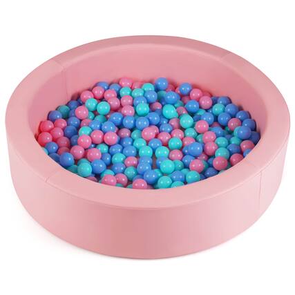 Front. Costway - Costway 42.5" Round Foam Ball Pits with 25D Sponge Filling Washable PU Cover for Kids Gift - Pink.
