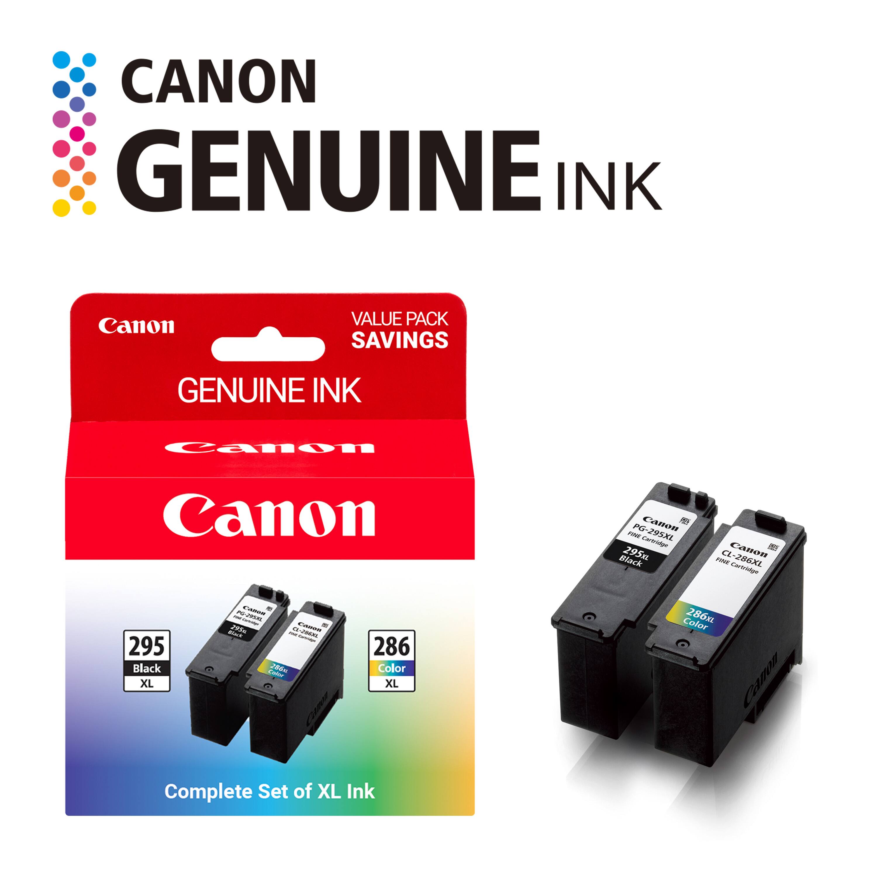 CANON GENUINE INK

Canon VALUE PACK SAVINGS GENUINE INK

Canon PG-295KL Black XL
Canon CL-286XL Color XL

Complete Set of XL Ink
