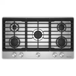 KitchenAid 36 in. Gas Cooktop with 5 Versatile Burners - Stainless Steel