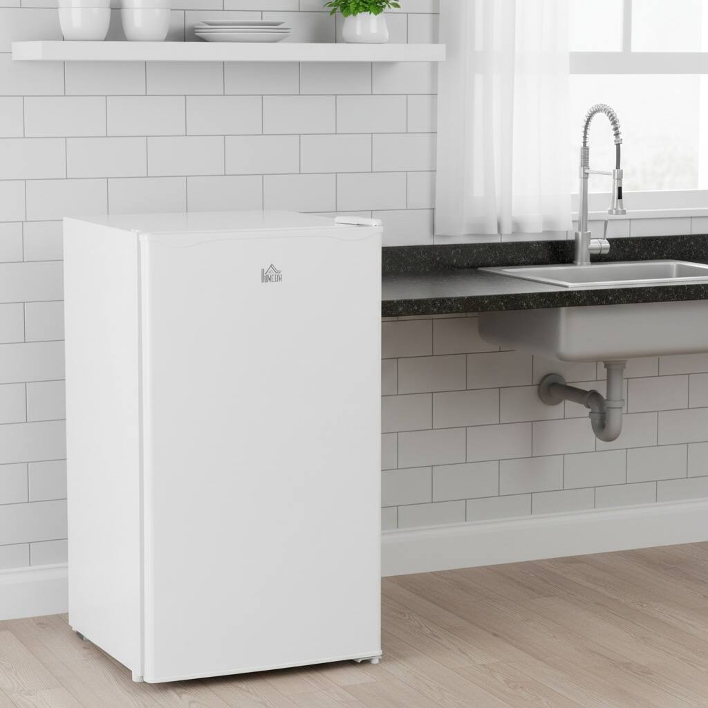 Left. Forest'nSky - 3.2 Cu.Ft Mini Fridge with Freezer - Energy Efficient, Adjustable Thermostat & Reversible Door, White - White.