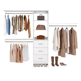 VEVOR - Closet System with 3 Drawers, Adjustable Height Wooden Closet Organizers, Modern Walk-in Wardrobe Organization - White