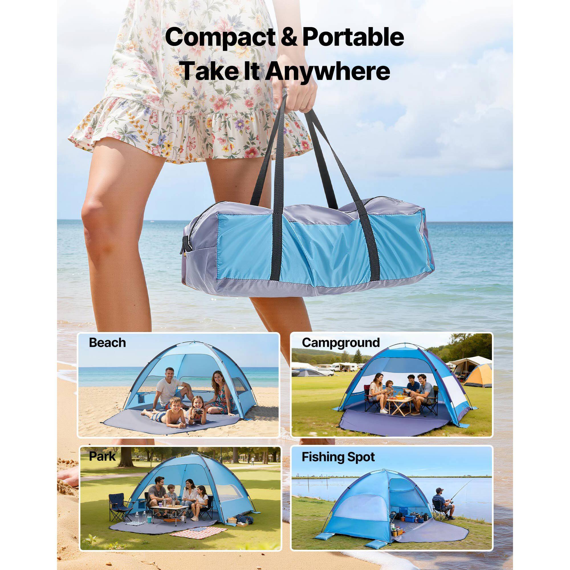 Compact & Portable  
Take It Anywhere  

Beach  
Campground  
Park  
Fishing Spot
