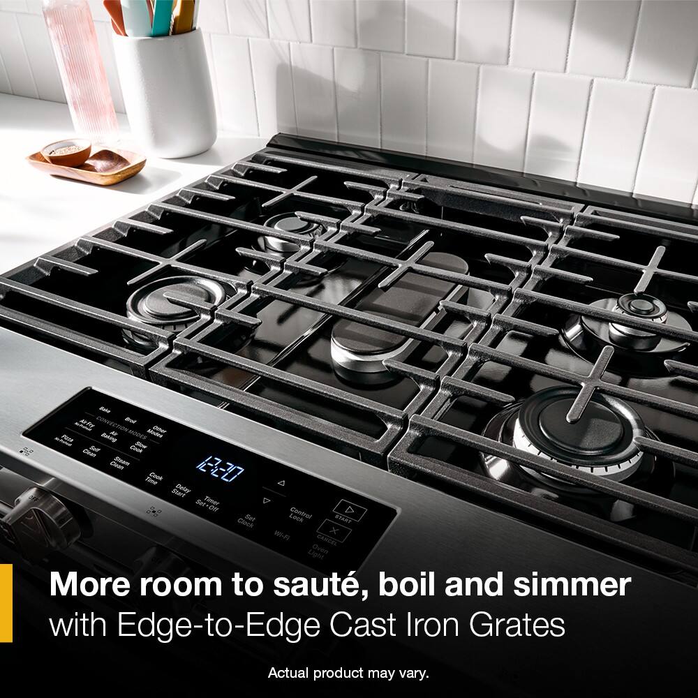 More room to sauté, boil and simmer with Edge-to-Edge Cast Iron Grates

Actual product may vary.